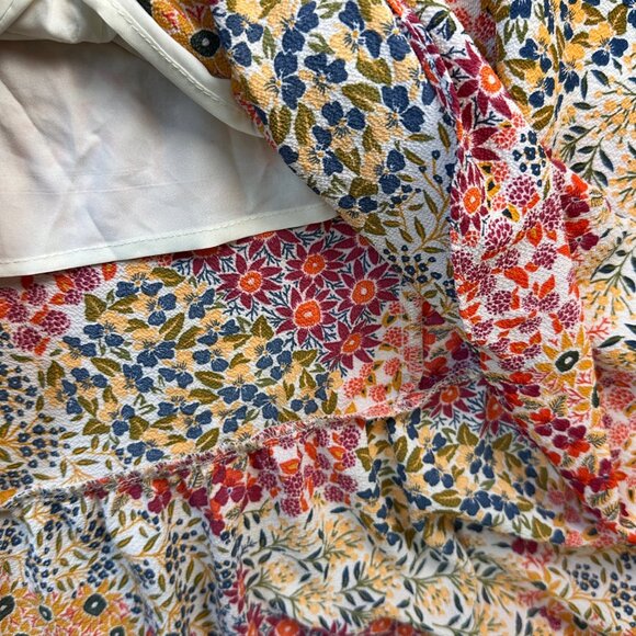 Donna Morgan Women's Sleeveless Ruffle Strap Dress Sz 16W Floral Patchwork Fairy - Picture 13 of 15